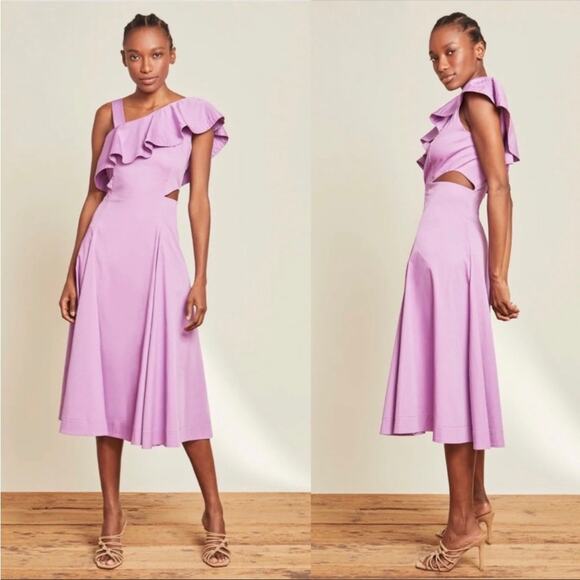 Veronica‎ Beard Beilla Dress Violet one shoulder with cut out NEW - Picture 1 of 10